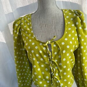 Levi's Green Floral Lace-Up Blouse